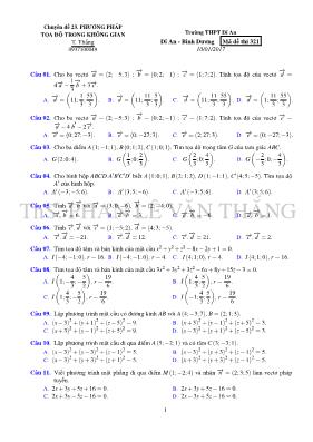 Chuyên đề 23 Phương pháp tọa độ trong không gian